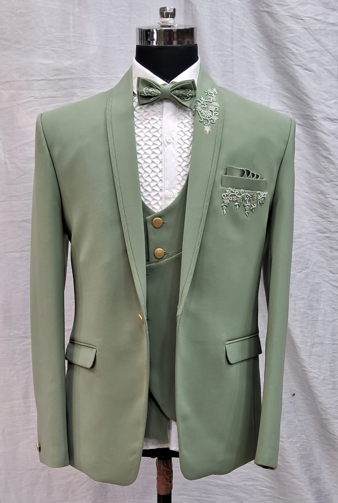 Pastel Green Designer Tuxedo Suit